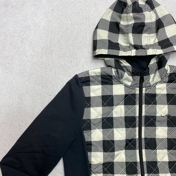 LRL Ralph Lauren Hoodie Womens M Black Full Zip Chess Board Elbow Patches - Picture 5 of 10